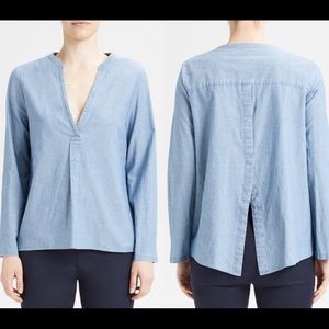 THEORY popover chambray long sleeve top NWT small